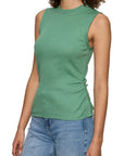Green Juice Ribbed Ruched Tank