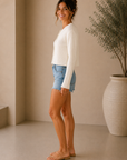 Cream Ribbed Knit Cardigan