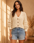 Cream Open Knit Chunky Cardigan