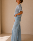 Light Blue Peruse Short Sleeve Sweater