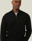 Black Greyson Half-Zip Merino Knit