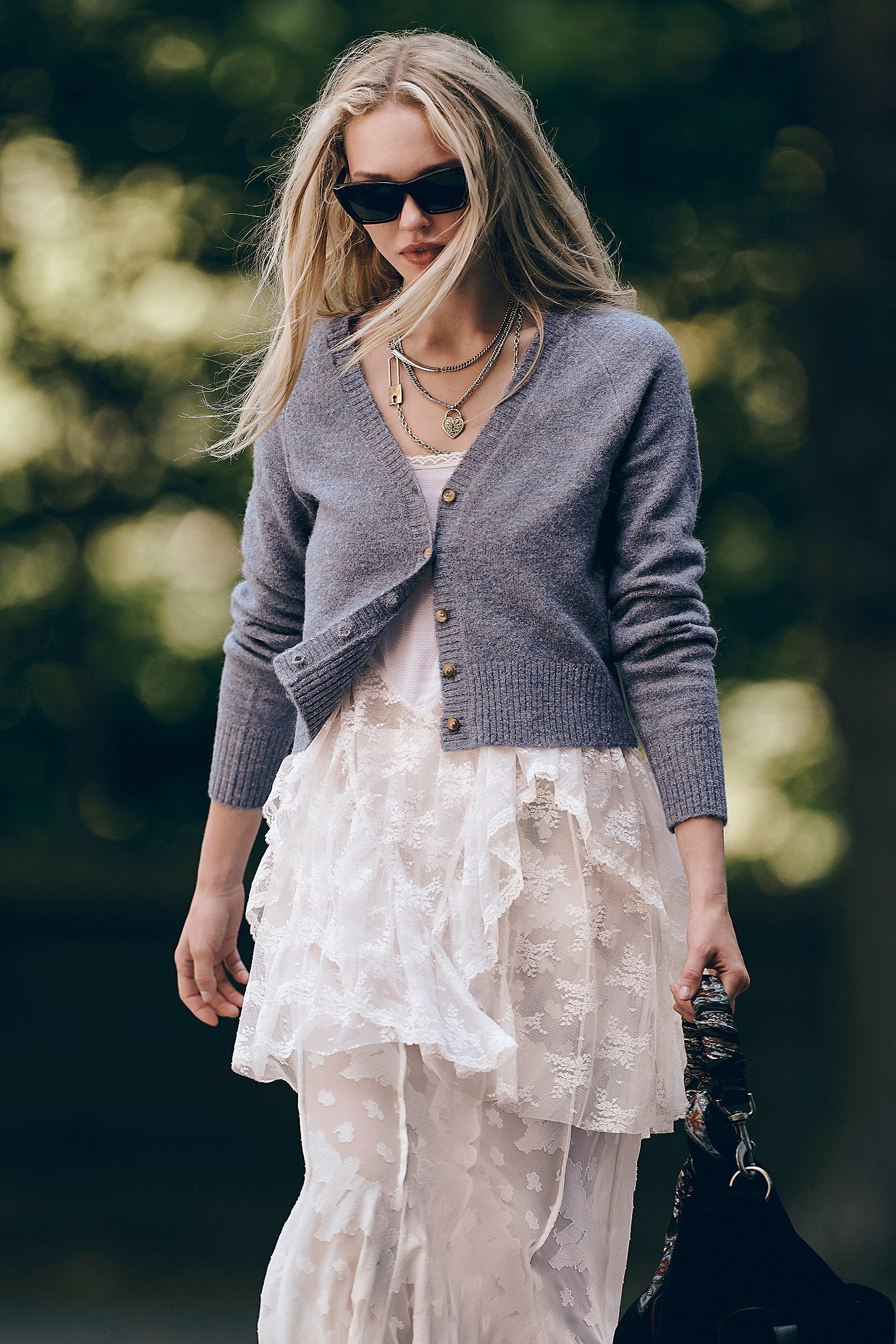 Feather Grey Melange School Girl Cardi