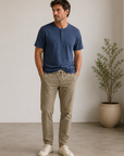 Vintage Indigo Hemp Cotton Henley
