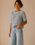 Light Blue Peruse Short Sleeve Sweater