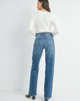 Longer Length Dark Straight Leg Denim