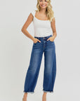Dark High Rise Barrel Jeans