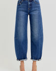 Dark High Rise Barrel Jeans