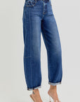 Dark High Rise Barrel Jeans
