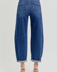 Dark High Rise Barrel Jeans