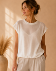 White Natalie Sheer Bubble Sweater Top