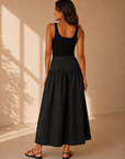 Black Matter of Time Poplin Skirt