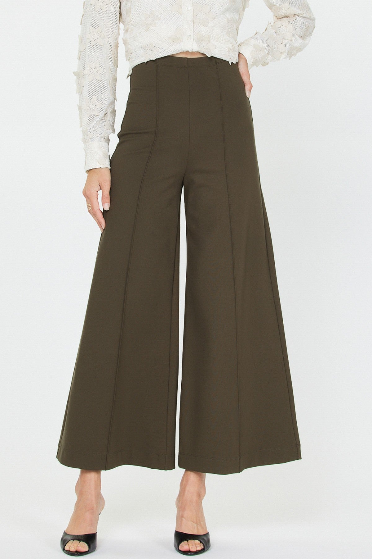 Olive High Rise Flare Leg Ponte Pants – Purpose Boutique