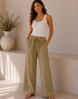 Olive Wide Leg Flowy Pants