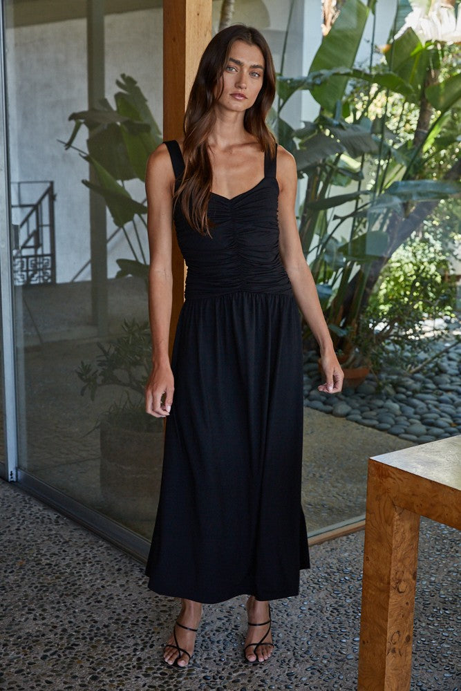 maxi dress with support Black Lavinnea Shirred Maxi
