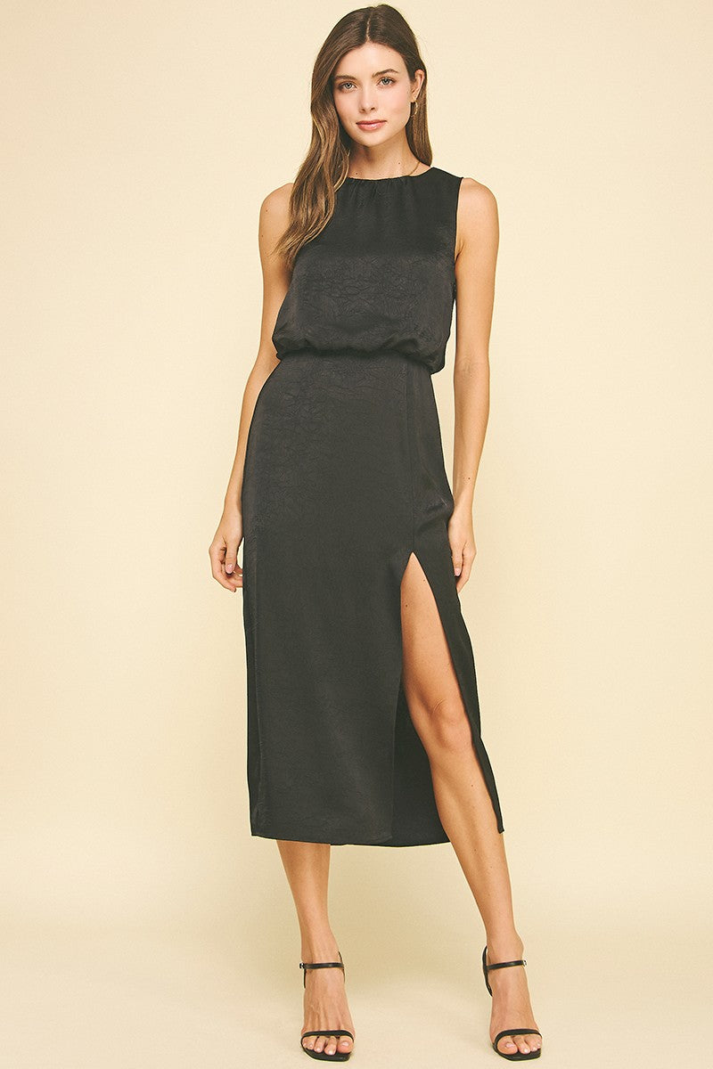 Black Freya Midi Dress