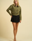 Olive Crop Canvas Jacket