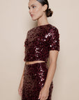 Burgundy Sequin Perrie Top
