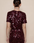 Burgundy Sequin Perrie Top
