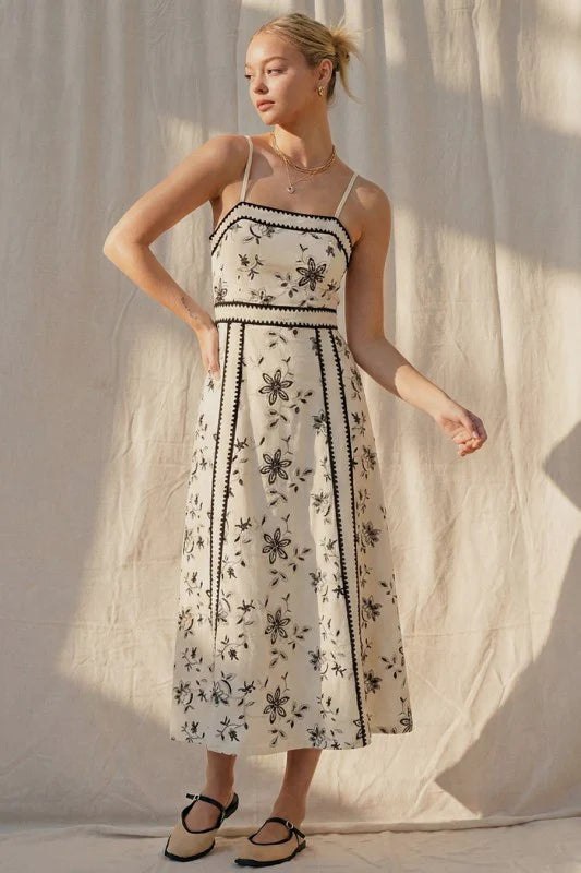 Natural & Black Midi Dress Natural & Black Midi Dress