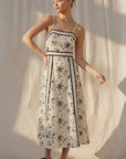 Natural & Black Midi Dress