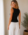 Black Roman Linen Vest