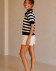 Navy & White Wilde Striped Polo