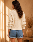 Cream Open Knit Chunky Cardigan