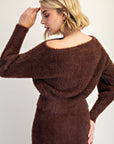 Brown Off Shoulder Sweater