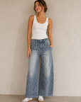 Stripe Paint Splash High Rise Barrel Jean