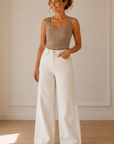 Natural White Paola Wide Leg Denim