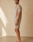 Verve Tan Striped Camp Shirt