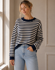 Navy Vanessa Stripe Knit Sweater