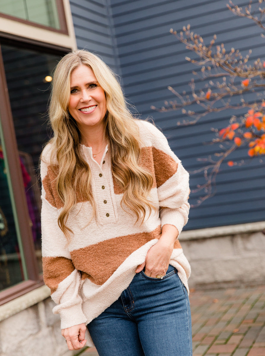 Cream & Brown Billie Sweater – Purpose Boutique