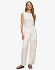 White Ribbed Ruched Tank