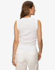 White Ribbed Ruched Tank