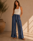 Navy Combo Days End Solar Linen Stripe Pants