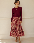 Burgundy Mixed Media Maxi Dress