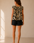 Cream & Black Sara Sleeveless Top