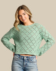 Crystal Green Hullen Crochet Sweater