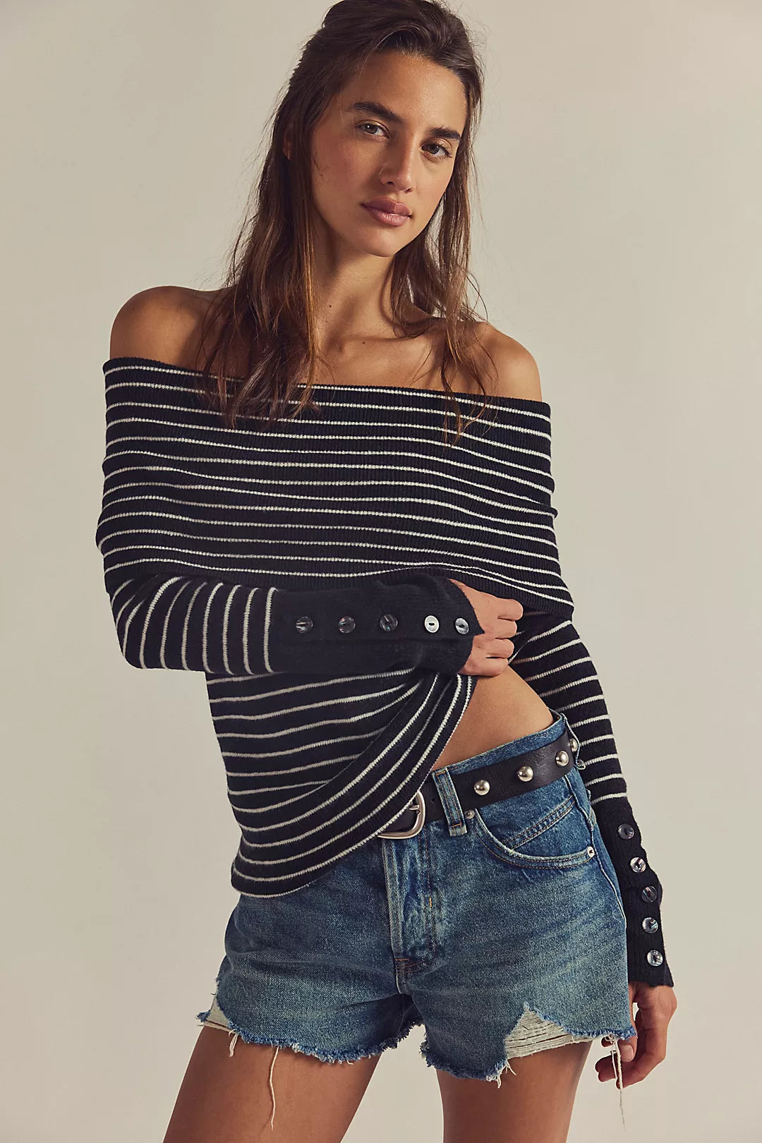 Black & White Stripe Evergreen Sweater