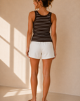 Dark Chocolate Rowe Striped Scoop Tank