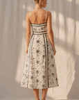 Natural & Black Midi Dress