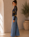 Golden Nature Navy Blue Jersey Blouse