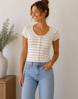 Taupe & White Adina Top
