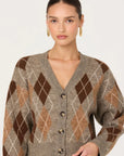 Grey Brown Argyle Terri Cardigan