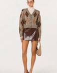 Grey Brown Argyle Terri Cardigan