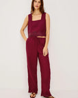 Berry Hibiscus Embroidery Akira Top