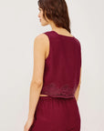 Berry Hibiscus Embroidery Akira Top