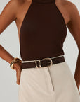 Chocolate Suede Gold Georgiana Belt