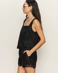Almost There Black Linen Top